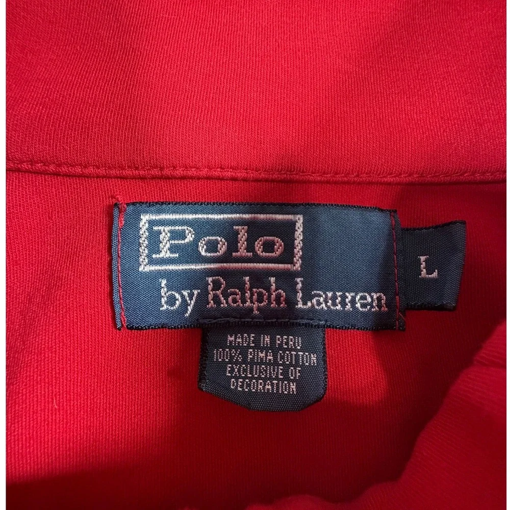 Polo Ralph Lauren Mens Red 100% Pima‎ Cotton Quarter Zip Pullover Sweater Large